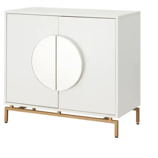 Home Source Cement Console Bar Cabinet with Half Moon Handles image {9}