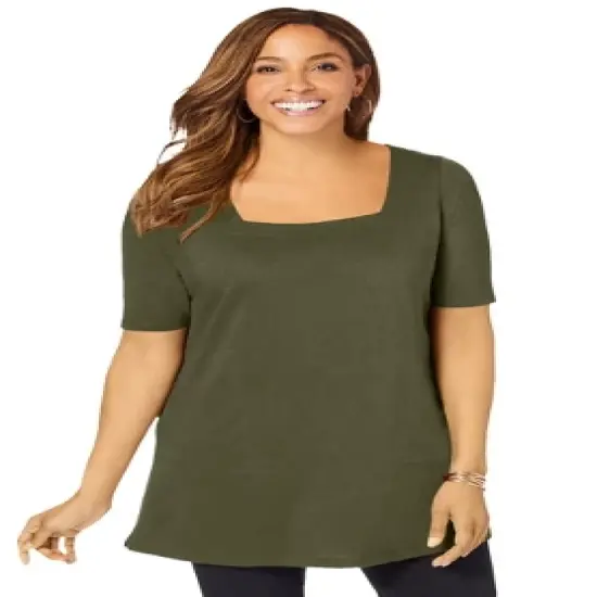 Jessica London Women&rsquo;s Plus Size Square Neck Tunic image {12}