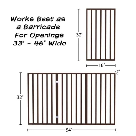 Indoor Pet Gate - 3-Panel Folding Dog Gate for Stairs or Doorways - 54x32-Inch Tall Freestanding Pet Fence for Cats and Dogs by PETMAKER (Brown) image {1}