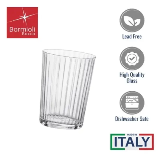 Bormioli Rocco Exclusiva Gin Fizz Glasses, Set of 12 - 17 Oz. Ribbed Drink Tumblers Made of Star Crystal Glass with XLT Treatment - Dishwasher Safe image {2}