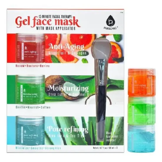 Pursonic 3 Pack Facial Therapy Gel Face Mask With Mask Applicator. image {4}