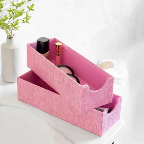 Household Essentials Set of 2 Narrow Drawer Trays Carnation Pink image {1}
