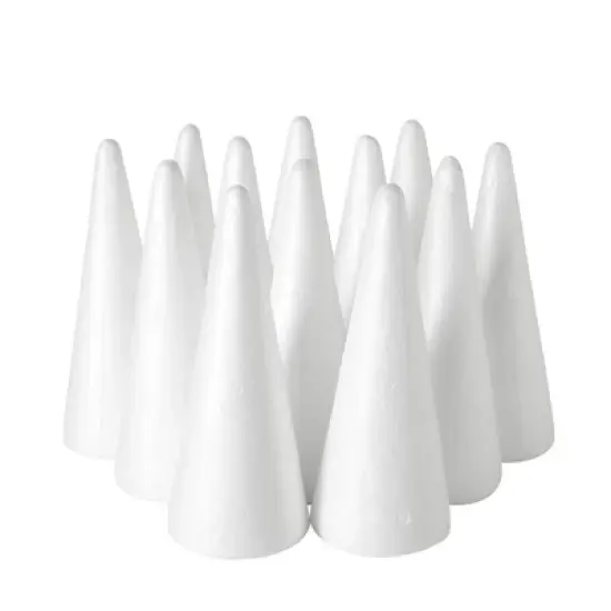 Juvale 12 Pack Craft Foam - Foam Cones for Crafts, Trees, Holiday Gnomes, Christmas Decorations, DIY Art Projects (7.3x2.7 In) image {6}