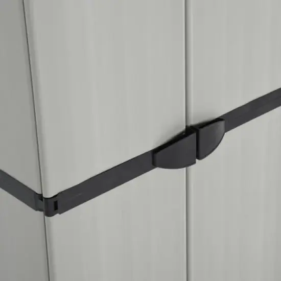 vidaXL Outdoor Garden Storage Cabinet - Compact Gray&Black PVC Design with 3 Shelves and Lockable Doors - 26.8"x15.7"x66.1" image {6}
