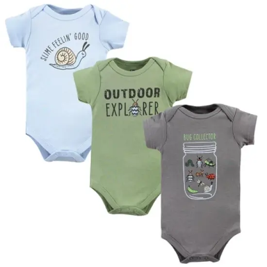 Hudson Baby Unisex Baby Cotton Bodysuits, Bugs 3-Pack image {8}
