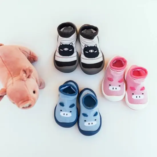 Komuello Baby Girl First Walk Sock Shoes Piglet Pink image {7}