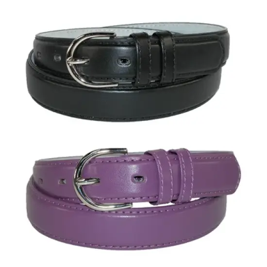 CTM Women's Leather 1 1/8 Inch Dress Belt (Pack of 2 Colors) image {11}