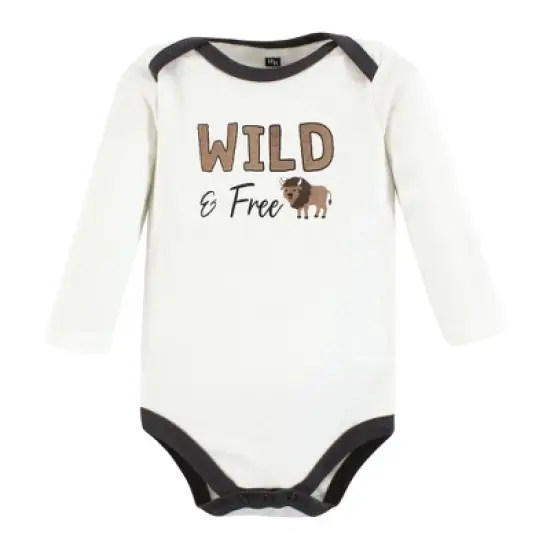 Hudson Baby Infant Boy Cotton Long-Sleeve Bodysuits, Wild Buffalo 7-Pack image {4}