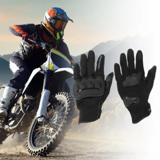 Unique Bargains Motorcycle Gloves Full Finger Gloves 1 Pair image {1}