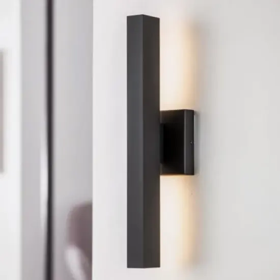 Rennnsan Sovrinth 17"H Hardwired Rectangle Aluminum Modern LED Dimmable Outdoor Wall Sconce in Black image {8}