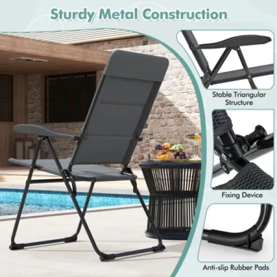 Tangkula 2PCS Patio Folding Chairs Back Adjustable Reclining Padded Garden Furniture image {4}