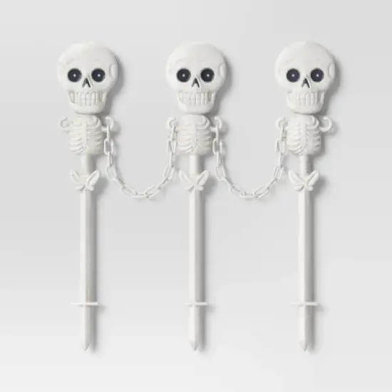 49" Skeletons Fence Stakes Halloween Decorative Prop Off-White - Hyde and EEK! Boutique&trade; image {2}