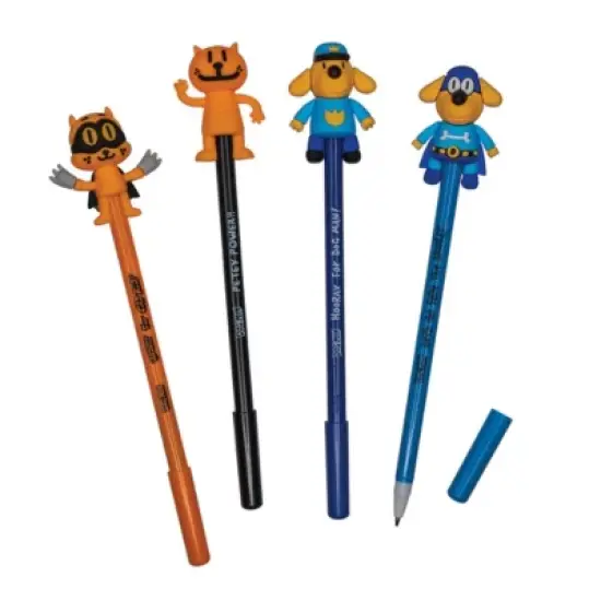 DOG MAN CHARACTER PEN-Dog Man, Bark Knight, Cat Kid, Petey Pens 4x pcs image {2}