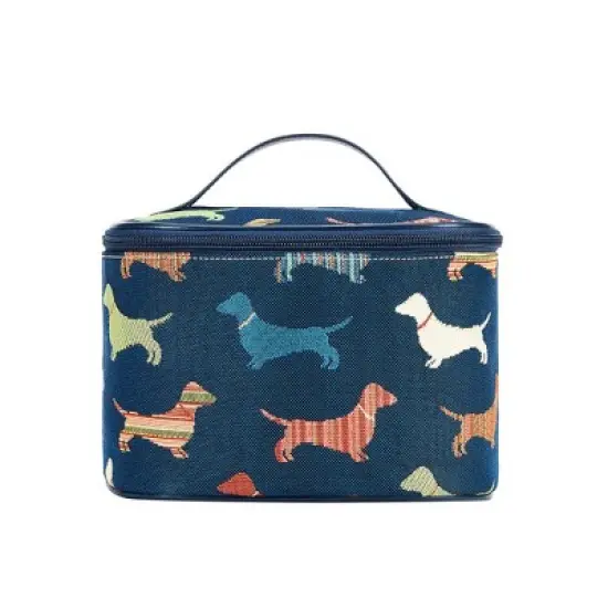Signare USA Dachshund Dog Blue Toiletry Vanity Bag image {8}