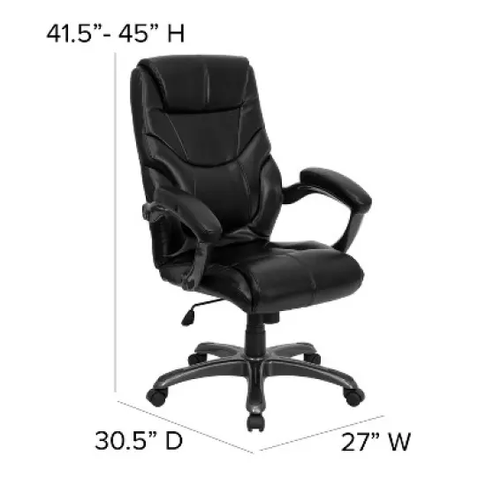 Emma and Oliver High Back LeatherSoft Executive Ergonomic Office Chair-Arms image {3}