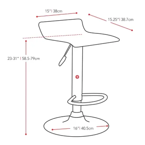 Set of 2 Adjustable Curved Leatherette Barstool - Corliving image {6}