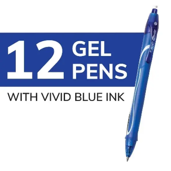 BIC Gel-ocity Quick Dry Retractable Gel Blue Ink Medium 1 Dozen RGLCG11BE image {2}