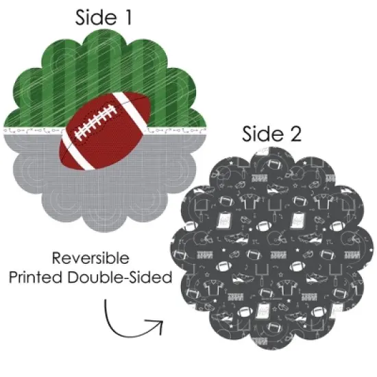 Big Dot of Happiness End Zone - Football - Baby Shower or Birthday Party Round Table Decorations - Paper Chargers - Place Setting For 12 image {2}