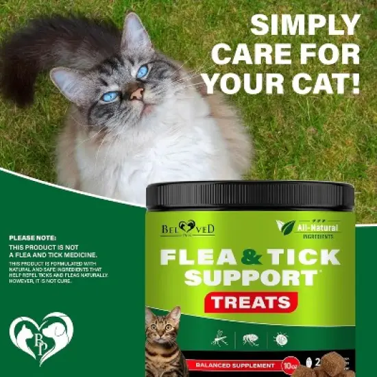 Beloved Pets Flea and Tick Support, Chewable Pils for Cats, Natural Pest Defense Oral Supplement Salmon Flavor 10 OZ - 1 Pack image {6}
