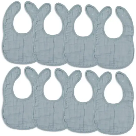 Muslin Cotton Baby Bibs, 8 Pack, Adjustable Size with Easy Snaps, Soft and Super Absorbent, Washable and Reusable By Comfy Cubs image {8}