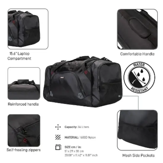DUKAP Carry On Contender Gym Duffel Bag - Black image {1}