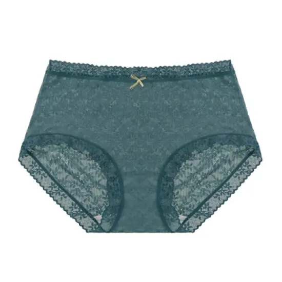 Agnes Orinda Women's Lace Trim High Rise Solid Brief Stretchy Rib Underwear image {9}