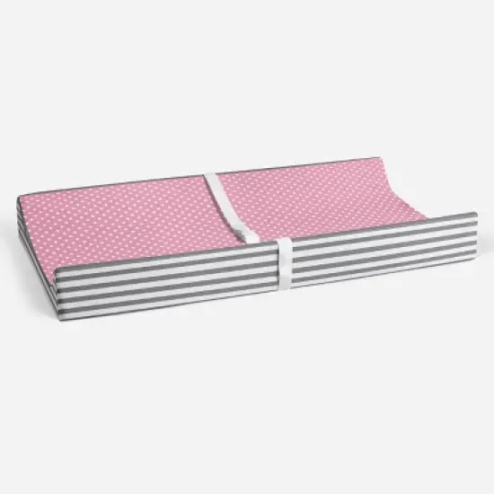 Bacati - Elephants Pink/Gray Pink Pin Dots Quilted Top Changing Pad Cover image {5}