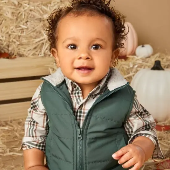 Carter's Just One You&reg;️ Baby Boys' Plaid Top & Bottom Set - Green/Brown image {6}