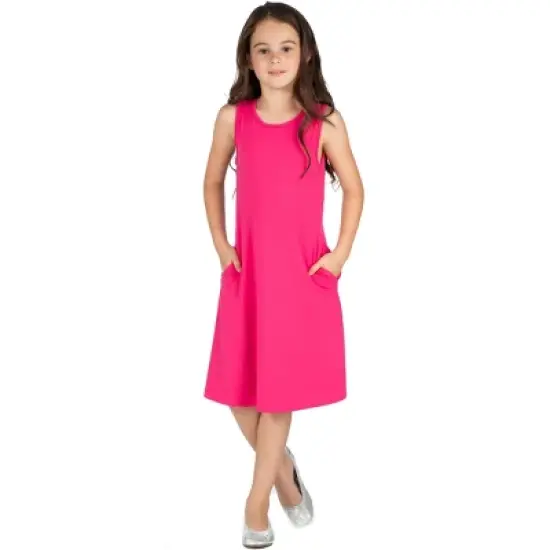 24seven Comfort Apparel Girls Sleeveless Pocket Swing Dress image {6}