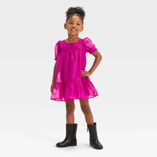Toddler Girls' Dress - Cat & Jack&trade; Magenta Pink image {2}