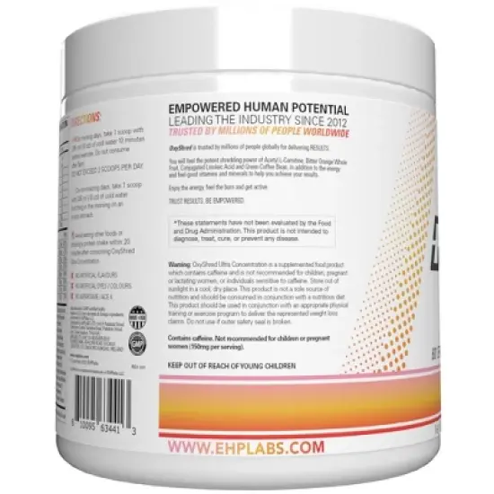 EHPlabs OxyShred Thermogenic Fat Burner - Pre-Workout Powder w/ L-Glutamine, L-Carnitine, Metabolism Booster, Weight Loss - Peach Mango, 60 Servings image {7}
