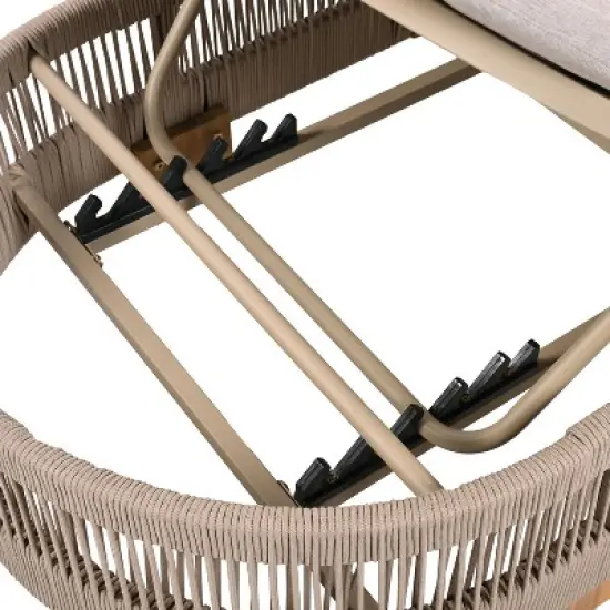 Christopher Knight Home Lariya Outdoor Adjustable Acacia Wood and Rope Chaise Lounge with Water-Resistant Cushions (Set of 4) image {8}