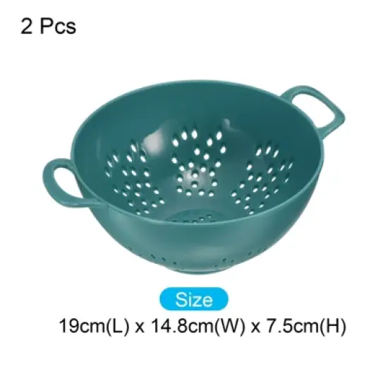 Unique Bargains Food Rice Washing Plastic Vegetable Basket Colander with Handle 2 Pcs image {1}
