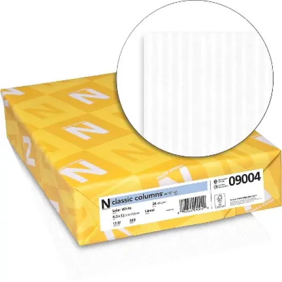 Neenah Paper CLASSIC COLUMNS Writing Paper 8 1/2" x 11" 24 lb. Linear Pattern Solar White 500/Ream image {1}