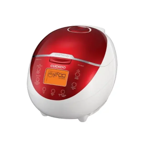 CUCKOO 6-Cup Micom Rice Cooker and Warmer White/Red: 12 Settings, Automatic Keep Warm, Dishwasher-Safe Parts, Timer image {1}
