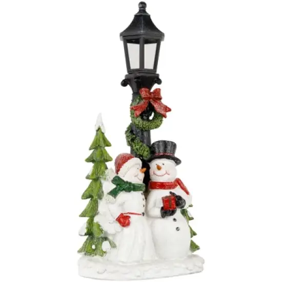 Northlight Glittered Snow Couple Under Lighted Street Lamp Christmas Decoration - 14" image {3}