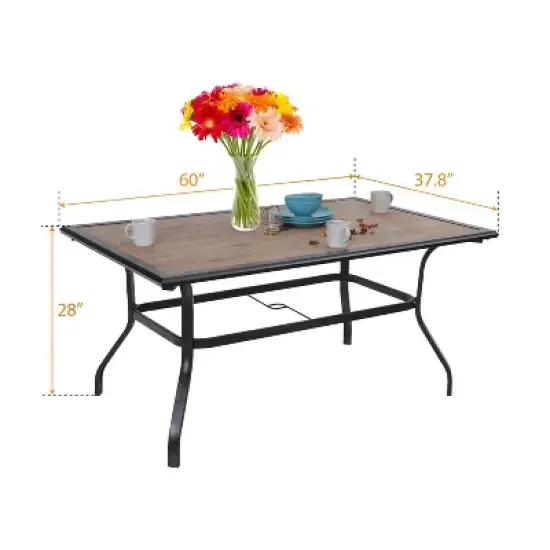 7pc Patio Dining Set with Rectangular Table with Umbrella Hole & Chairs - Captiva Designs image {4}