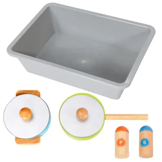 Costway Kids Wooden Pretend Cooking Playset Cookware Play Set Kitchen Toys Gift image {9}