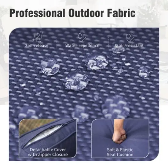 Captiva Designs 8pc Patio Dining Set with Rectangular Table & Armrest Rattan Chairs & Market Umbrella image {9}