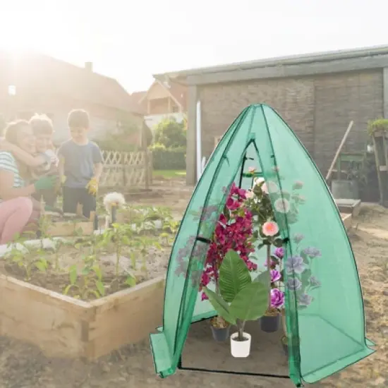 Portable Hexagonal Greenhouse for Outdoor Plants, Heavy Duty PE Cover, Zippered Door & Mesh Window, Plant Protection from Animals & Weather image {3}