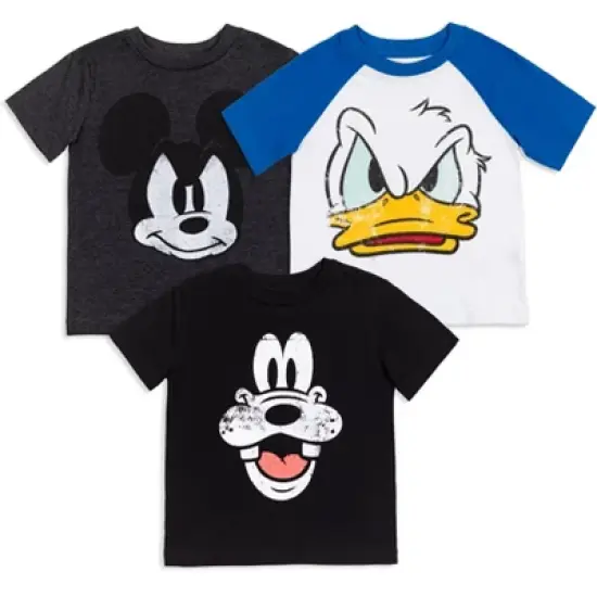 Disney Mickey Mouse Goofy Donald Duck 3 Pack Graphic T-Shirts Little Kid to Big Kid image {10}