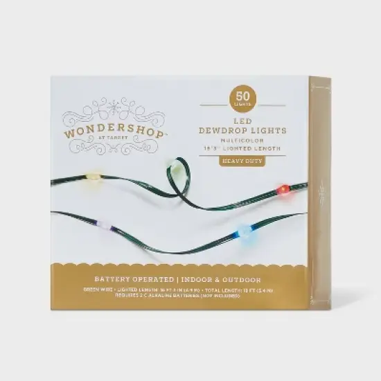 50ct LED Heavy Duty Dewdrop Christmas Indoor Fairy String Lights with Green Wire - Wondershop&trade; image {4}