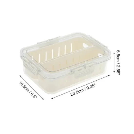 Unique Bargains Sealed Rectangle Drain Food Storage Containers 2 Compartment White Transparent 1 Set image {3}