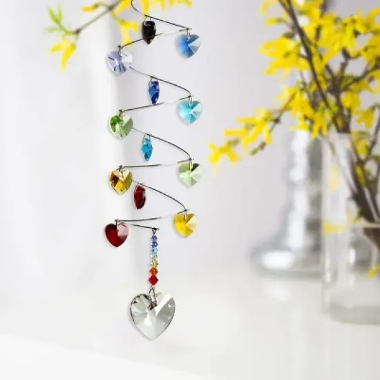 Woodstock Wind Chimes Woodstock Rainbow Makers Collection, Crystal Spiral, 9'' Rainbow Hearts Crystal Suncatcher CS23 image {1}