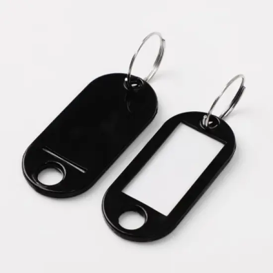 Unique Bargains Plastic Split Ring ID Label Tags Keyrings 2''x 0.9'' Black 20 Pcs image {6}