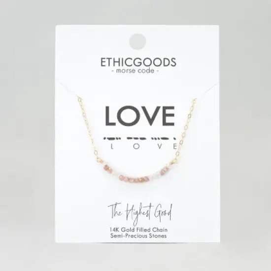 ETHIC GOODS Women's Dainty Stone Morse Code Necklace [LOVE] image {1}