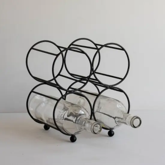 Black Metal Wine Bottle Holder - Foreside Home & Garden image {7}