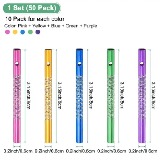 Unique Bargains Aluminum DIY Crafts Outdoor Home Decoration Wind Chime Tubes 8 x 0.6 cm / 3.15 x 0.2 inch Green Pink Blue Yellow Purple 50 Pcs image {2}
