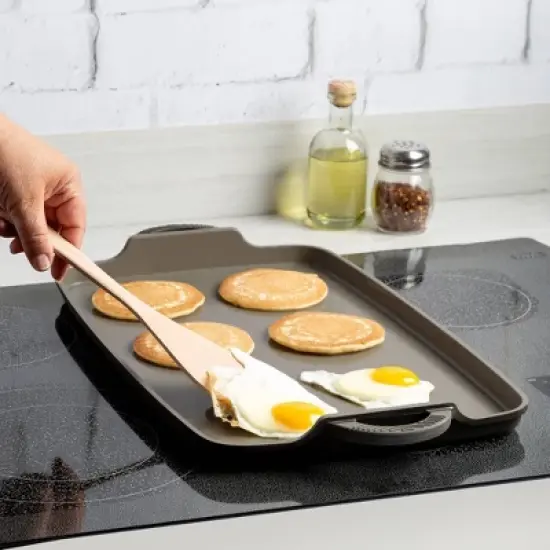 Goodful Cast Aluminum, Ceramic Double Burner Griddle Charcoal Gray image {5}