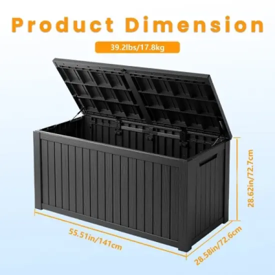 Decksplore 55/120/180/230/260 Gal Deck Box Outdoor Storage Box Patio Gardening Tools Water and UV Resistant for Patio image {7}